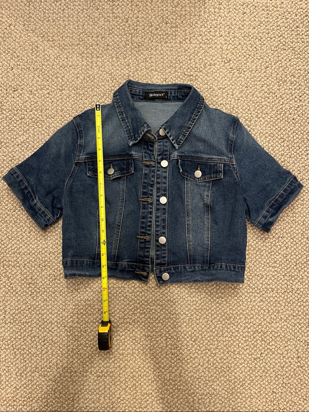 Allegra K Denim Short Sleeve Jacket - Picture 4 of 9